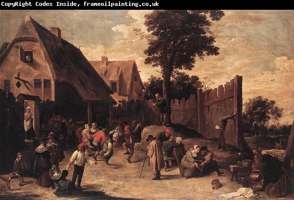 TENIERS, David the Younger Peasants Dancing outside an Inn wt